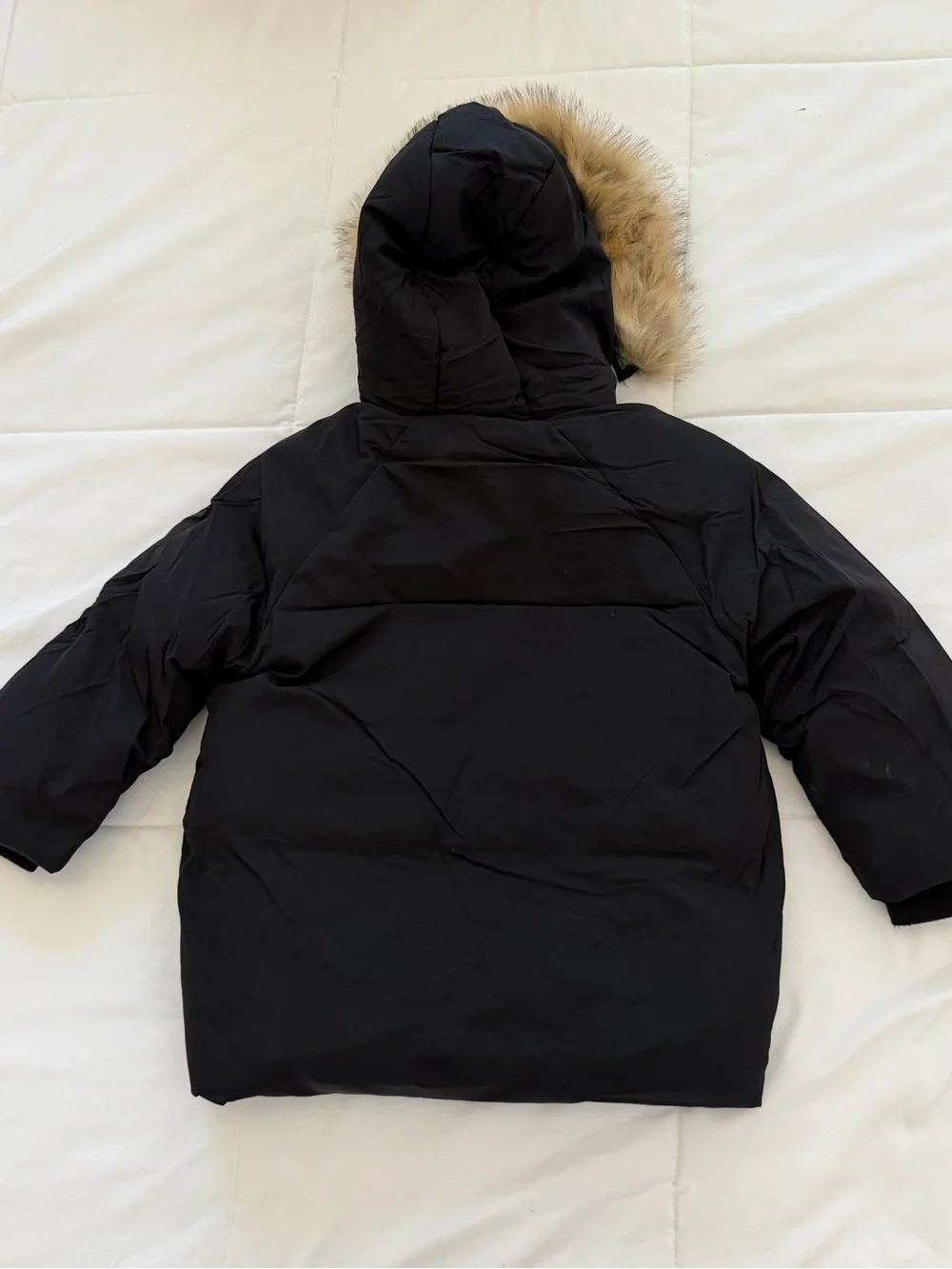 Zara Black Puffer Jacket with Faux Fur-Trim Hood